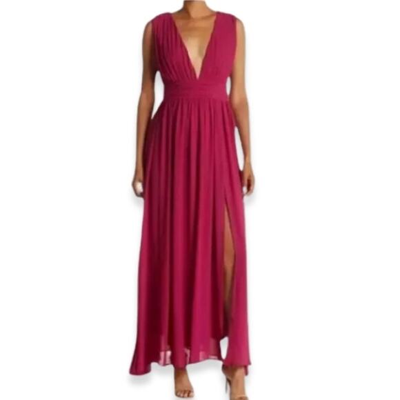 Love By Design Georgette Maxi Dress Plunge V Neck Sleeveless Purple W Large NWT - Picture 1 of 8